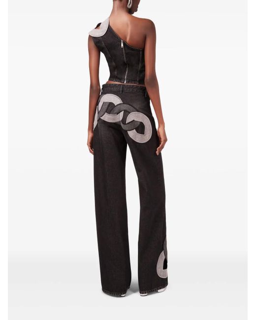 Area Gray Chain-detail Off-shoulder Top