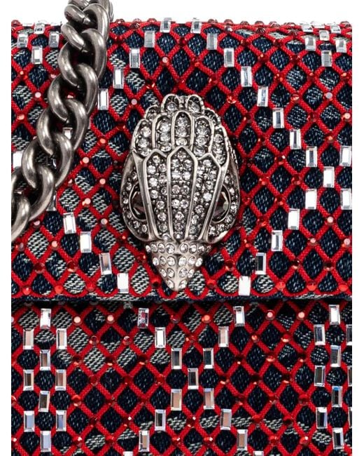 Kurt Geiger Purple Mini Kensington Crystal-Embellished Chain Cross Body Bag