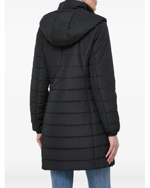 ARMANI EXCHANGE Black Hooded Zipped Quilted Puffer Jacket