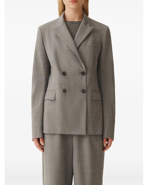 Fabiana Filippi Gray Double-Breasted Blazer