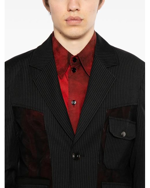 ANDERSSON BELL Black Pinstripe Patch Pocket Jacket for men