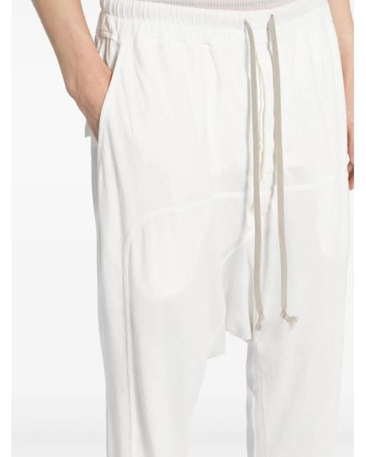 Rick Owens White Prisoner Drop-Crotch Trousers for men