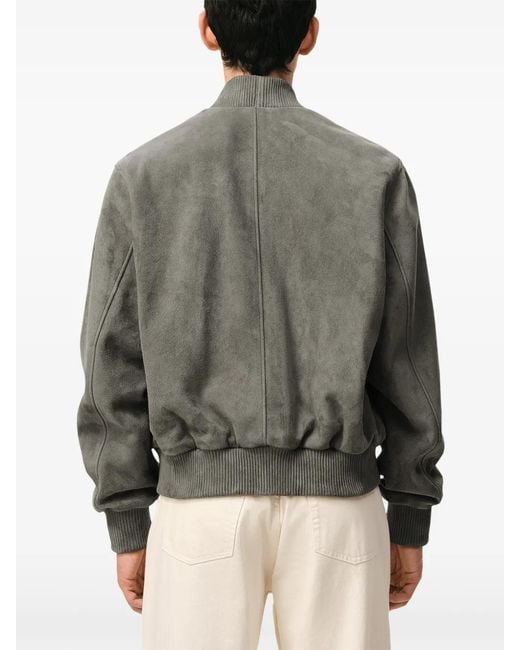 AMI Gray Goat Leather Ami De Coeur Zipped Jacket for men