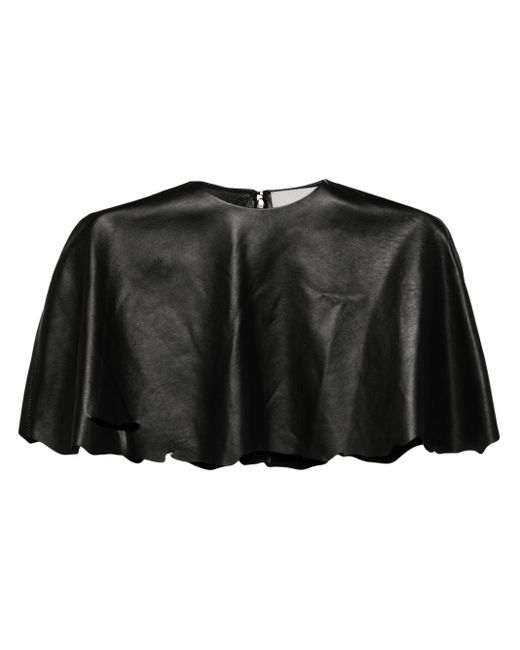 Coperni Black Asymmetric Leather Cropped Top