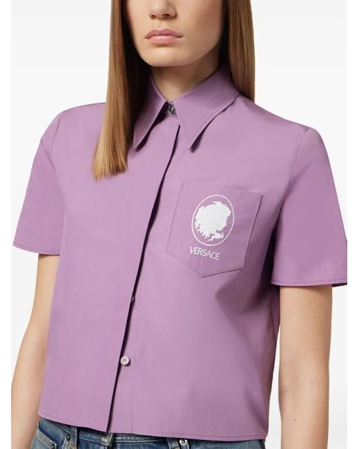 Top Con Logo E Ricamo Cameo di Versace in Purple