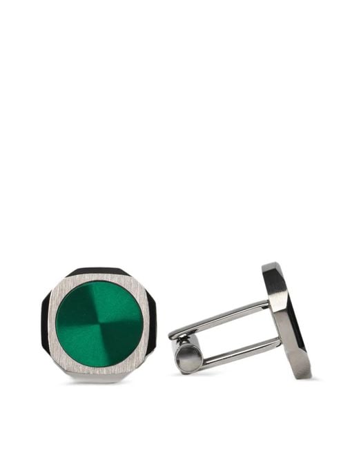 D1 Milano Green Octagonal Sunray-Effect Cufflinks for men
