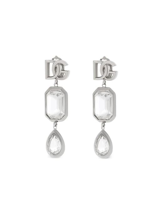 Dolce & Gabbana White Drop Logo Earrings