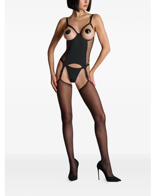 Maison Close Black Pure Tentation Open-Garter Jumpsuit