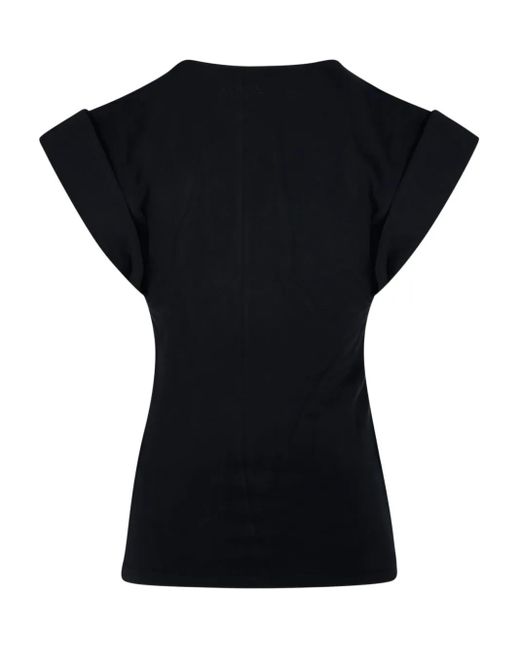 Isabel Marant Black Maisan Draped Cap-Sleeve Top