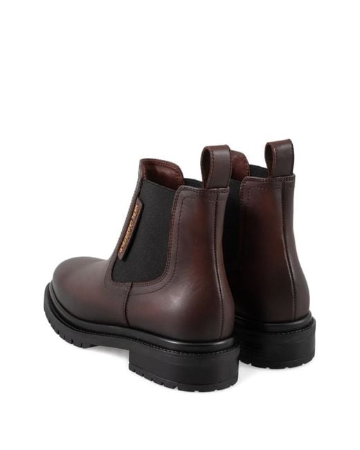 Karl Lagerfeld Brown Elastic-Panel Leather Boots
