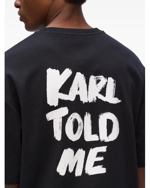 Karl Lagerfeld Black Exclusive Karl Told Me-Print Cotton T-Shirt for men