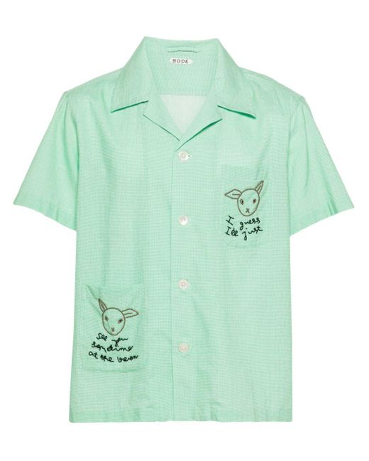 Bode Green See You At The Barn Checked Shirt for men