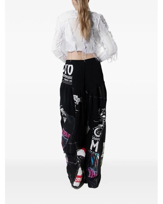 Borbala White Crew-Neck Ruffled Top