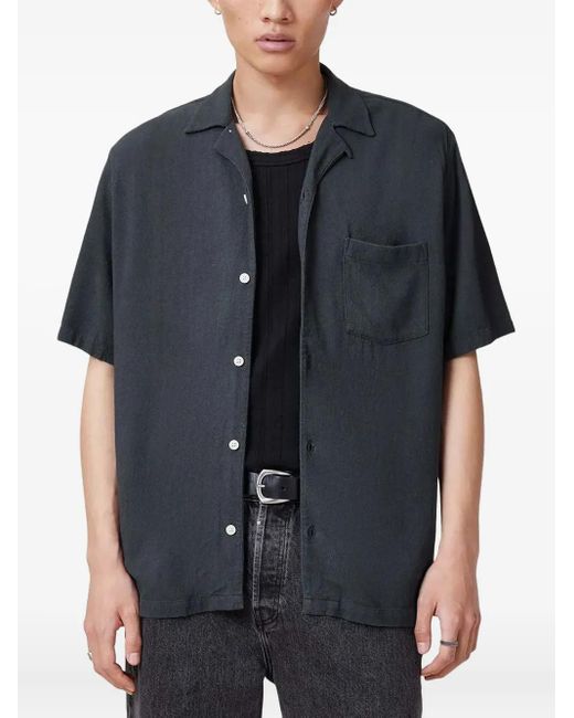 メンズ AllSaints Cudi パッチポケット シャツ Black