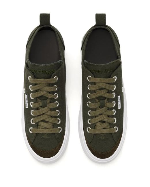 Courreges Green Logo-Embroidered Canvas Sneakers