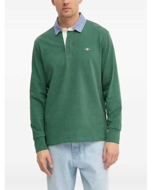 Gant Green Long-Sleeve Polo Shirt for men
