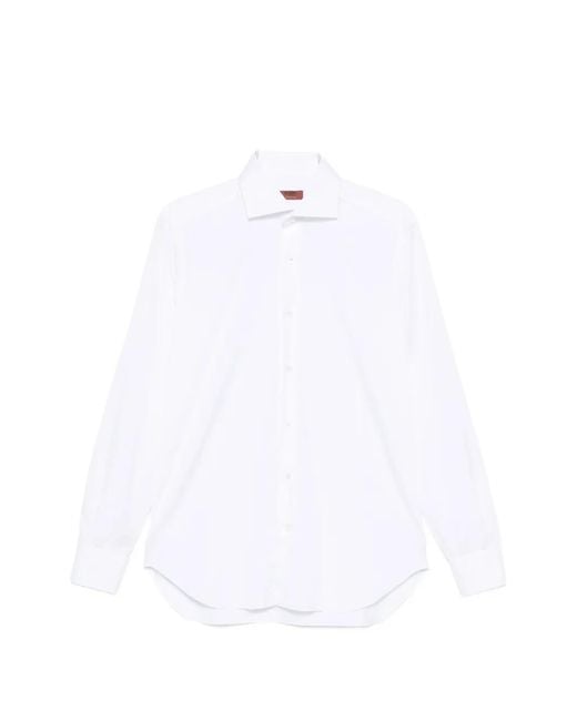Barba Napoli White Long-Sleeve Button-Up Shirt for men