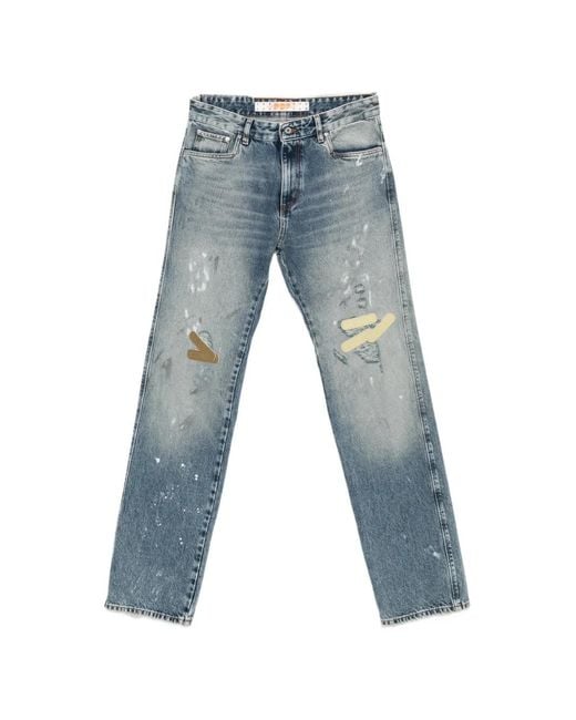 PDF Blue Nico Distressed Paint-Splatter Jeans for men