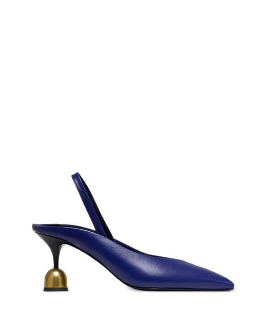 VANDA NOVAK Blue Lucy Slingback Mules