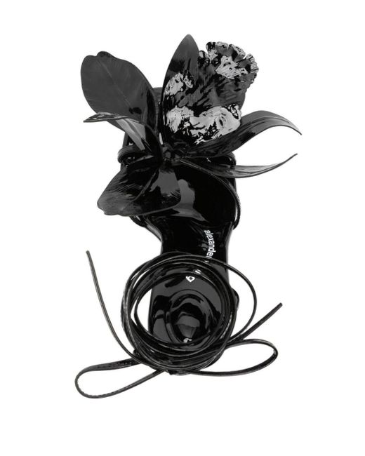 Alexander Wang Black Leonie 105mm Floral-appliqué Sandals