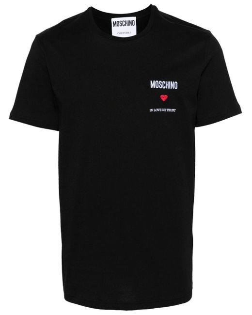 Moschino T-Shirt mit Logo-Stickerei in Black für Herren