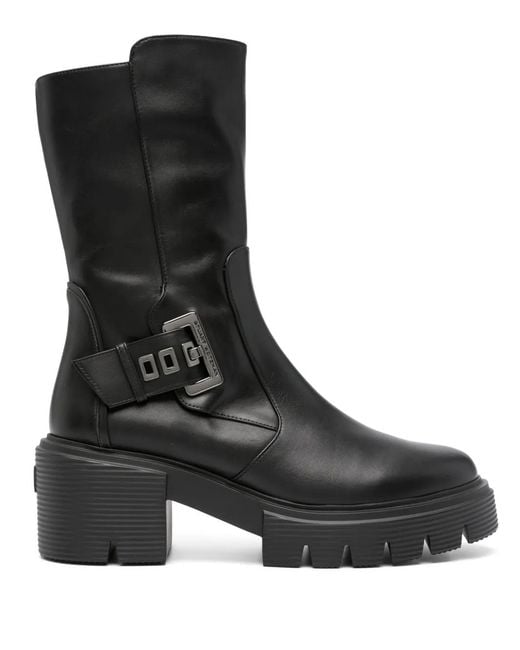 Stuart Weitzman Black Soho Gia 75Mm Leather Boots