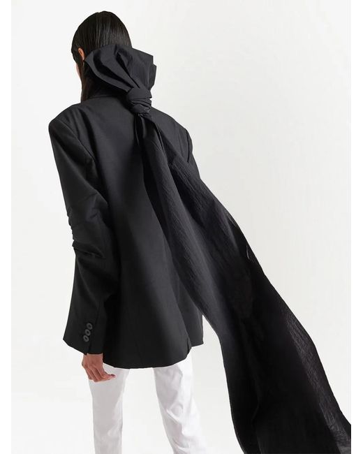 Prada Black Bow-Detail Single-Breasted Coat