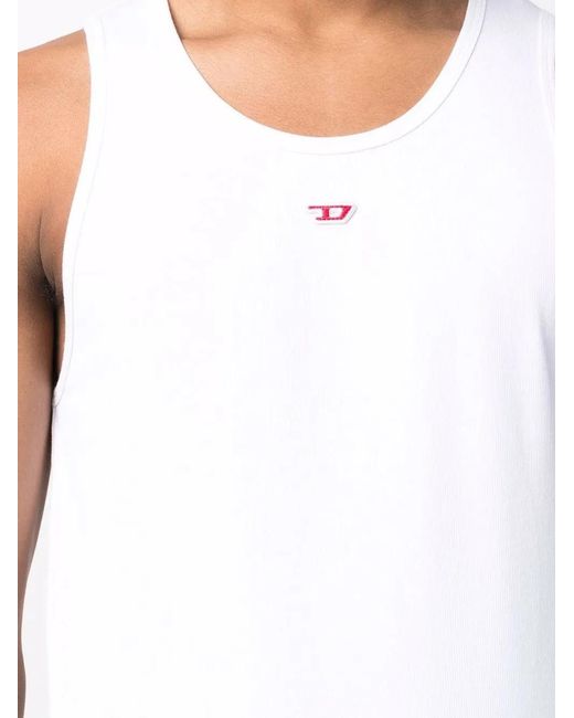 DIESEL White Logo Patch Tank Top for men
