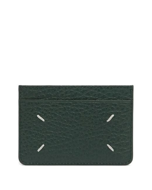 Maison Margiela Green Four-Stitch Embossed-Grainy Card Holder