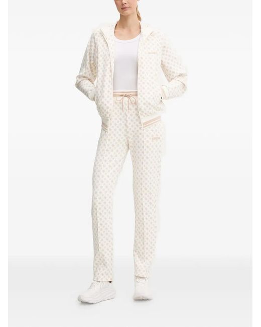 Guess White Monogram-Print Zip-Up Top