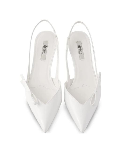 Prada White Patent Leather Slingback Pumps