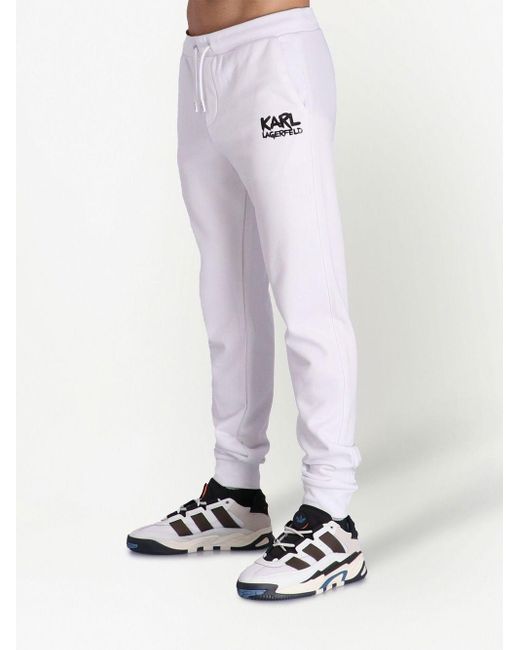 Karl Lagerfeld White Logo-print Track Pants for men