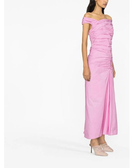 DSquared² Pink Ruched Off-Shoulder Dress