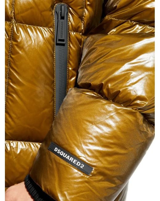 DSquared² Yellow Down Jacket With Hood for men