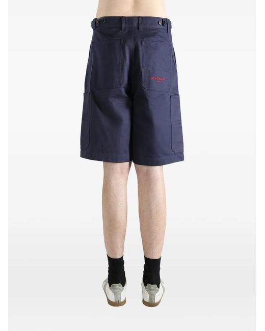 Givenchy Blue Denim Shorts With Patch Pockets for men