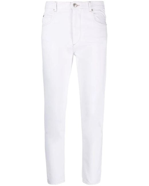 Isabel Marant White Nea Cotton Slim-Fit Trousers