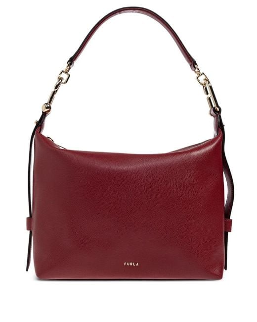 Furla Red Chain-Detail Leather Shoulder Bag