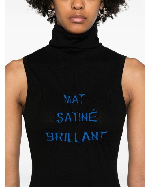 MM6 by Maison Martin Margiela Black Text-jacquard Sleeveless Midi Dress