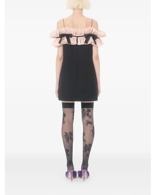 Valentino Garavani Black Crepe Couture Pleated Bow Mini Dress
