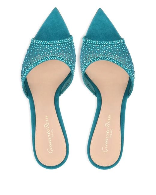 Gianvito Rossi Blue 85Mm Rania Embellished Heeled Sandals