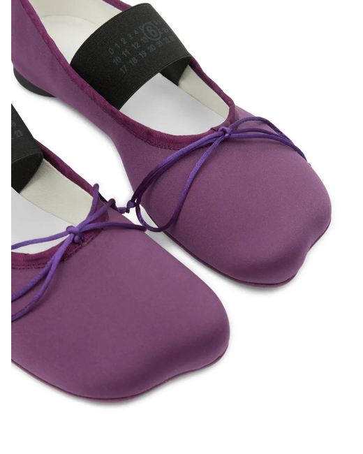 MM6 by Maison Margiela Purple Anatomic Numeric Bow-Detail Ballet Flats
