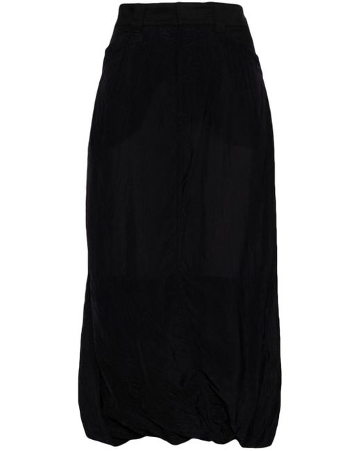 Lemaire Black Twisted-hem Midi Skirt