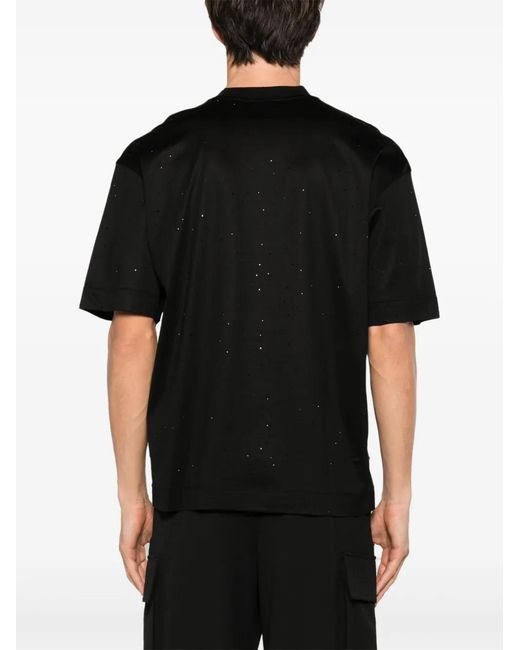 Emporio Armani Black Rhinestone-Embellished Jersey T-Shirt for men