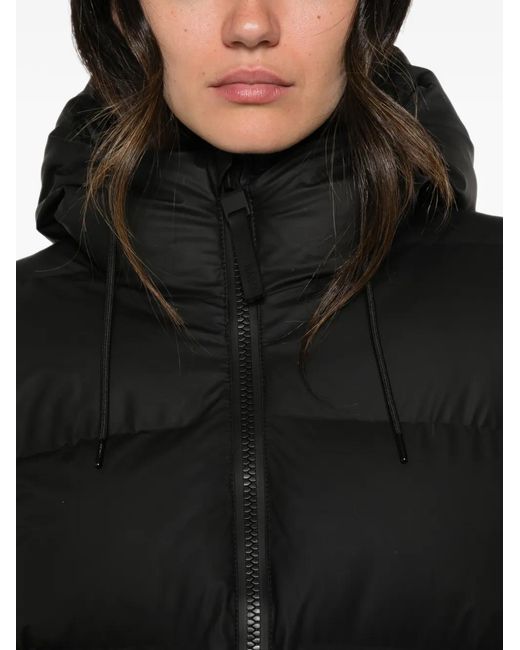 Rains Black Alta Hooded Quilted Jacket