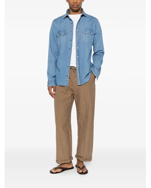 Borriello Blue Button-Down Denim Shirt for men