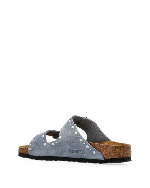 Birkenstock White Arizona Rivet-Embellished Sandals