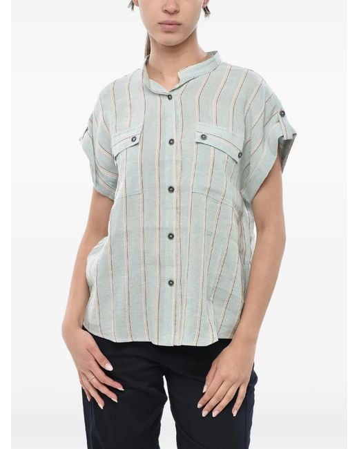 Woolrich Gray Striped Short-Sleeve Shirt