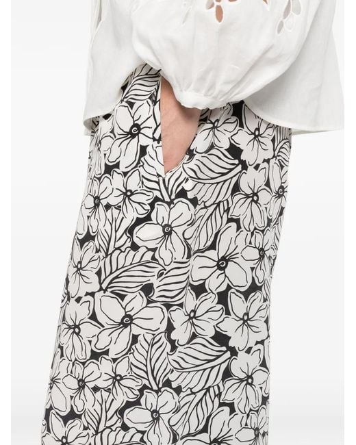 Weekend by Maxmara White Nirvana Floral-Pattern Trousers