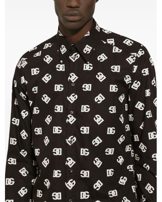 Camisa con logo DG Dolce & Gabbana de hombre de color Black