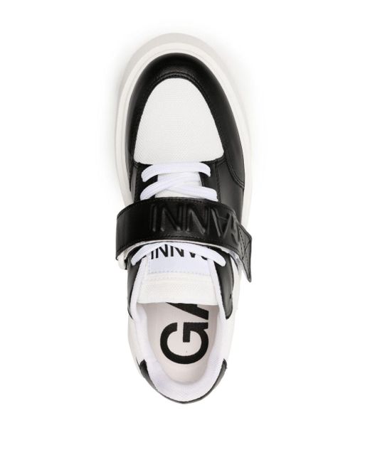 Sneakers con logo in finta pelle di Ganni in Black